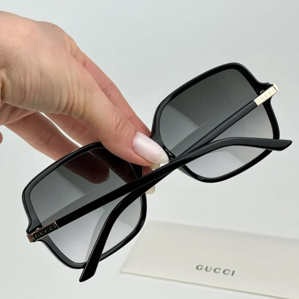 Gucci GG1449S 001 BRAND NEW Sunglasses Black Grey Women Square GG 1449S - Picture 4 of 11